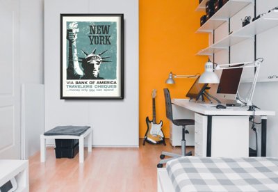 Plakat w stylu vintage New York Bank Reklama Print s