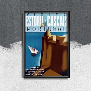 Plakat w stylu retro Portugalia Estoril Cascais