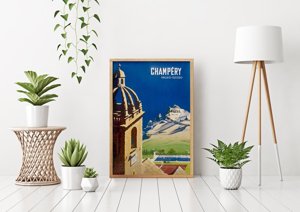 Plakat retro do salonu Szwajcaria Champery