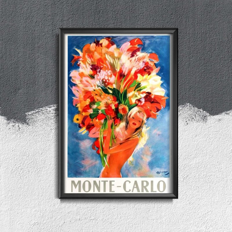 Plakat w stylu vintage Piękne Monte Carlo Monako