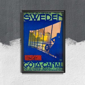 Plakat w stylu retro Kanał Göta w Szwecji