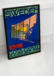 Plakat w stylu retro Kanał Göta w Szwecji