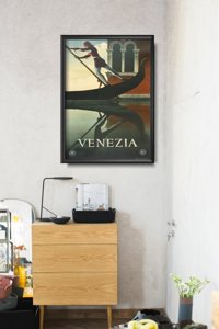 Plakat vintage do salonu Gondola Wenecka