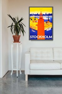 Plakat retro Szwecja Sztokholm