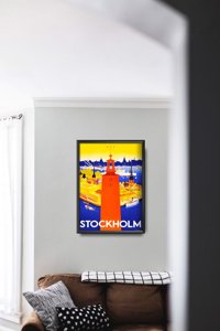 Plakat retro Szwecja Sztokholm