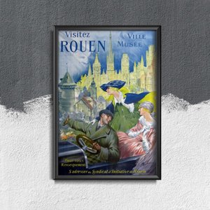 Plakat w stylu retro Odwiedź Rouen France