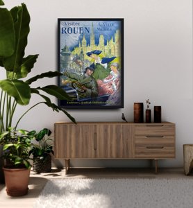 Plakat w stylu retro Odwiedź Rouen France