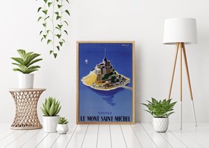 Plakat vintage do salonu Mont Saint Michel French