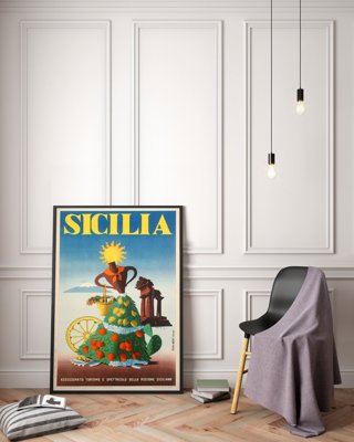 Retro plakat Sycylia Włochy