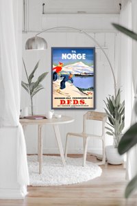 Plakat w stylu retro Norwegia Ski