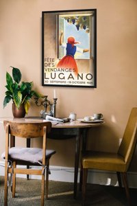 Plakat vintage do salonu Wine Harvest Lugano Swiss