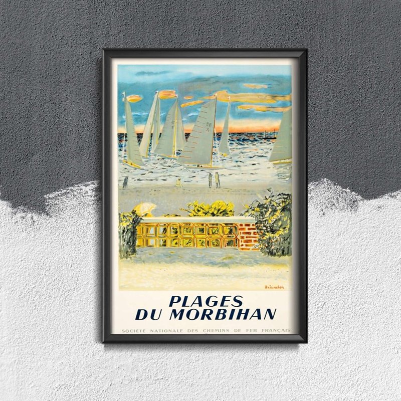 Plakat w stylu vintage France Plages du Morbihan