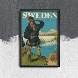 Plakat retro Szwecja Lappland