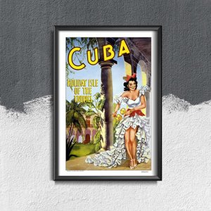 Plakat vintage do salonu Wakacje na Kubie