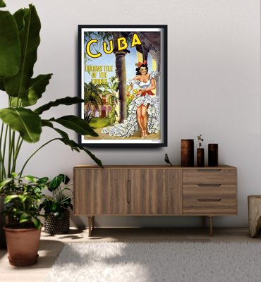 Plakat vintage do salonu Wakacje na Kubie