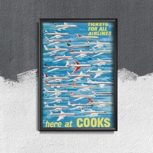 Plakatyw stylu retro Tutaj w Cooks Airlines