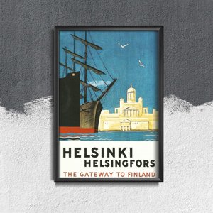 Plakatyw stylu retro Helsinki