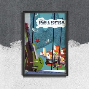 Plakat w stylu vintage Hiszpania i Portugalia
