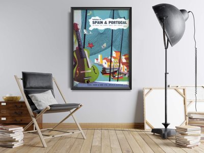 Plakat w stylu vintage Hiszpania i Portugalia
