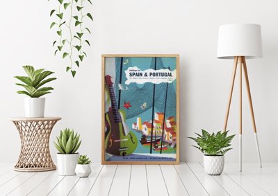 Plakat w stylu vintage Hiszpania i Portugalia