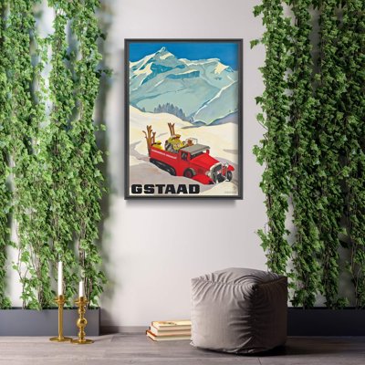 Plakat w stylu retro Gstaad Szwajcaria