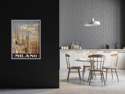 Plakat vintage do salonu Mediolan Włochy