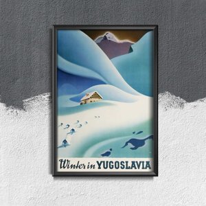 Retro plakat Zima w Jugosławii