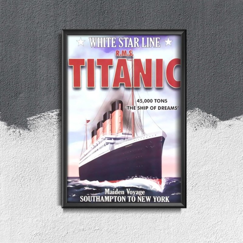 Plakatyw stylu retro Titanic Southampton do Nowego Jorku