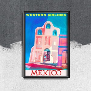 Plakat w stylu retro Western Airlines Mexico