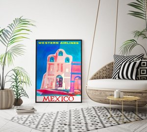 Plakat w stylu retro Western Airlines Mexico