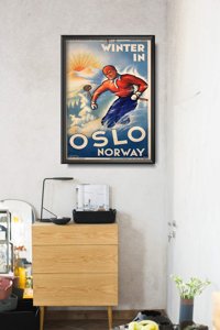 Retro plakat Oslo Norwegia Winter Ski