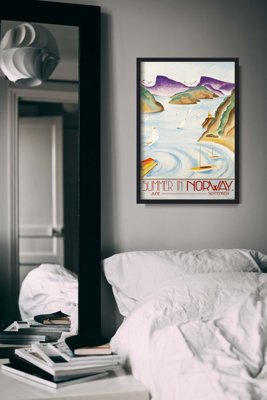 Plakat w stylu vintage Norwegia Skandynawska letnia podróż