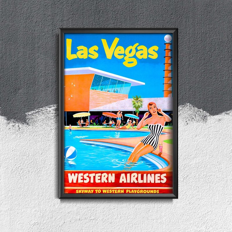 Plakat retro do salonu Las Vegas Western Airlines