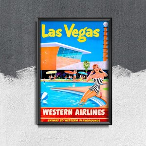 Plakat retro do salonu Las Vegas Western Airlines