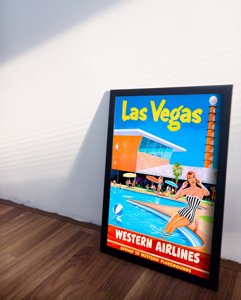 Plakat retro do salonu Las Vegas Western Airlines