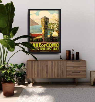 Plakatyw stylu retro Włochy Jezioro Como