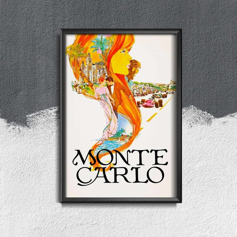 Plakat w stylu retro Monte Carlo Monako