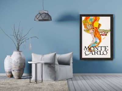 Plakat w stylu retro Monte Carlo Monako