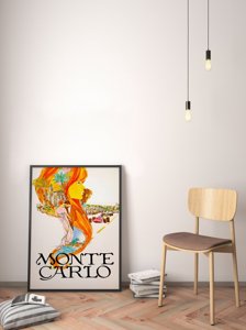 Plakat w stylu retro Monte Carlo Monako