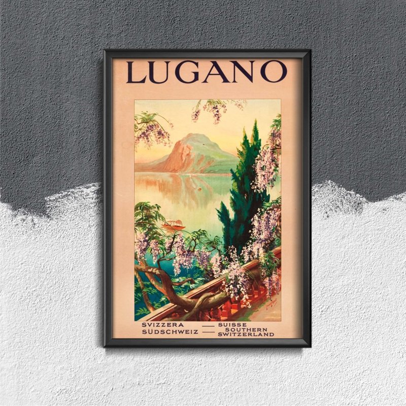 Plakat retro Szwajcaria Lugano