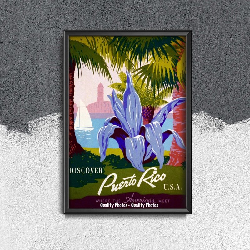 Plakat w stylu retro Puerto Rico USA