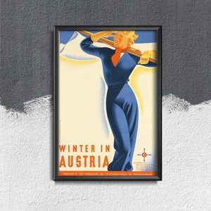Plakat retro Zima w Austrii