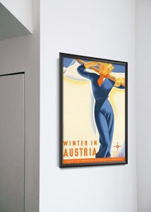 Plakat retro Zima w Austrii