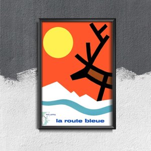 Plakat retro do salonu Lapland La Route Bleue Finlandia