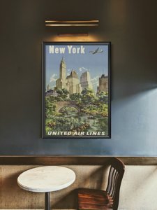 Plakat retro do salonu Plakat linii lotniczych New York United Air