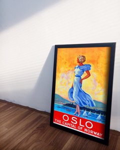 Plakat retro Oslo, Norwegia