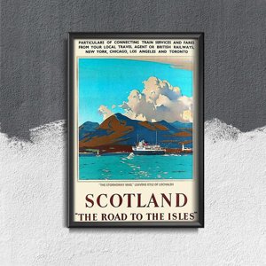 Plakat retro do salonu Scotland The Road to Isles Wielka Brytania