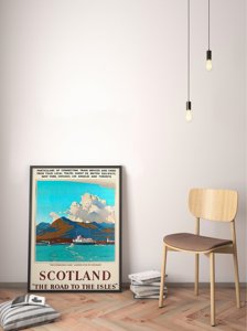 Plakat retro do salonu Scotland The Road to Isles Wielka Brytania