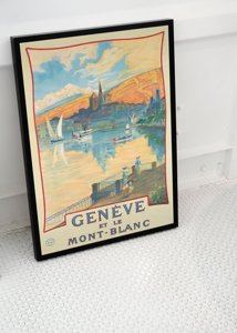 Plakat vintage Geneve et le mont blanc Szwajcaria