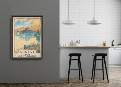 Plakat vintage Geneve et le mont blanc Szwajcaria